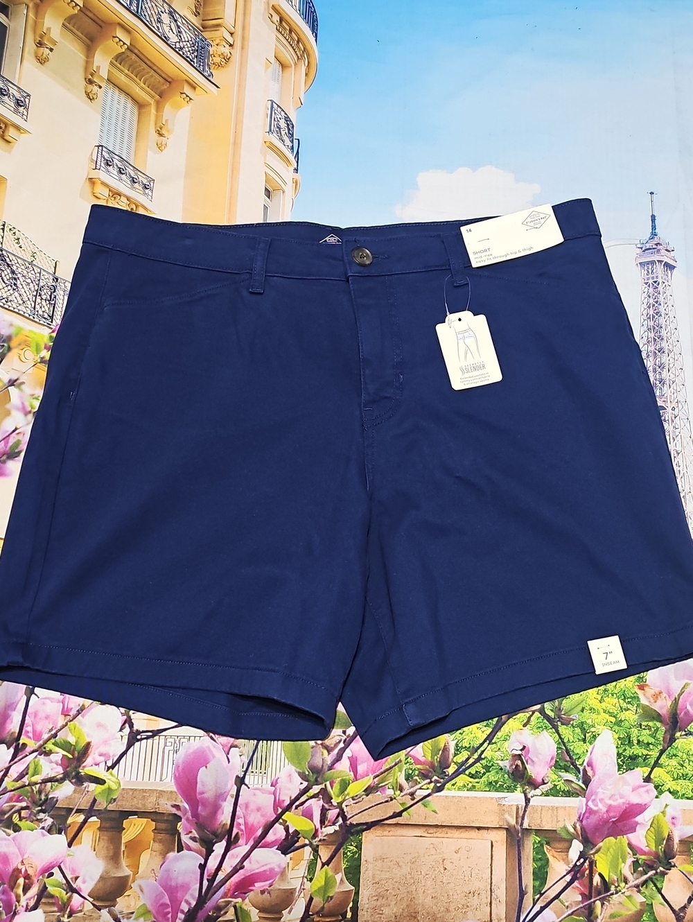 St. John's Bay Navy Blue Stretch Shorts Size 14 New